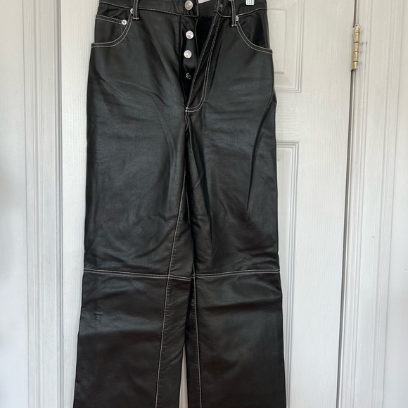 Free People Black Leather Pants - Picture 2 of 4